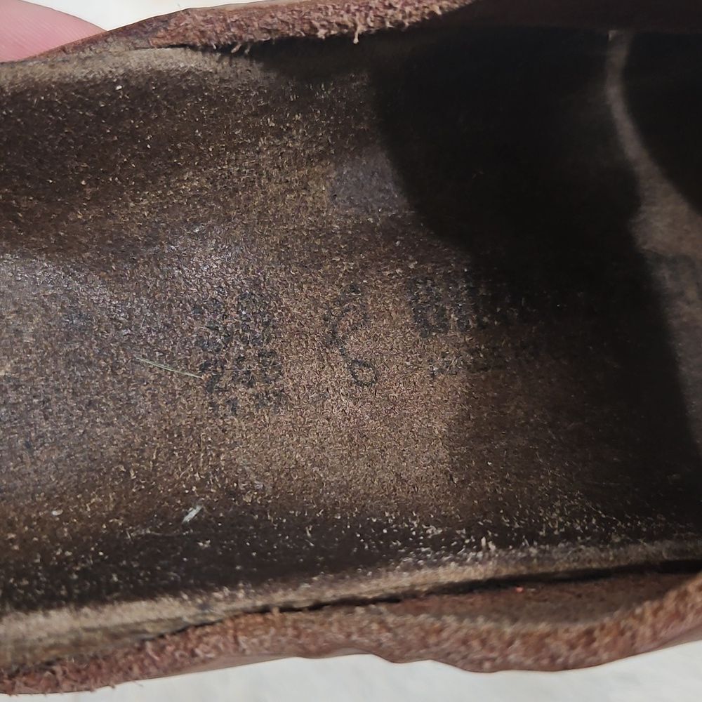 Birkenstock Arizona Pink Brown Leather Sandals Size 38, L7 Well Worn - Picture 7 of 13